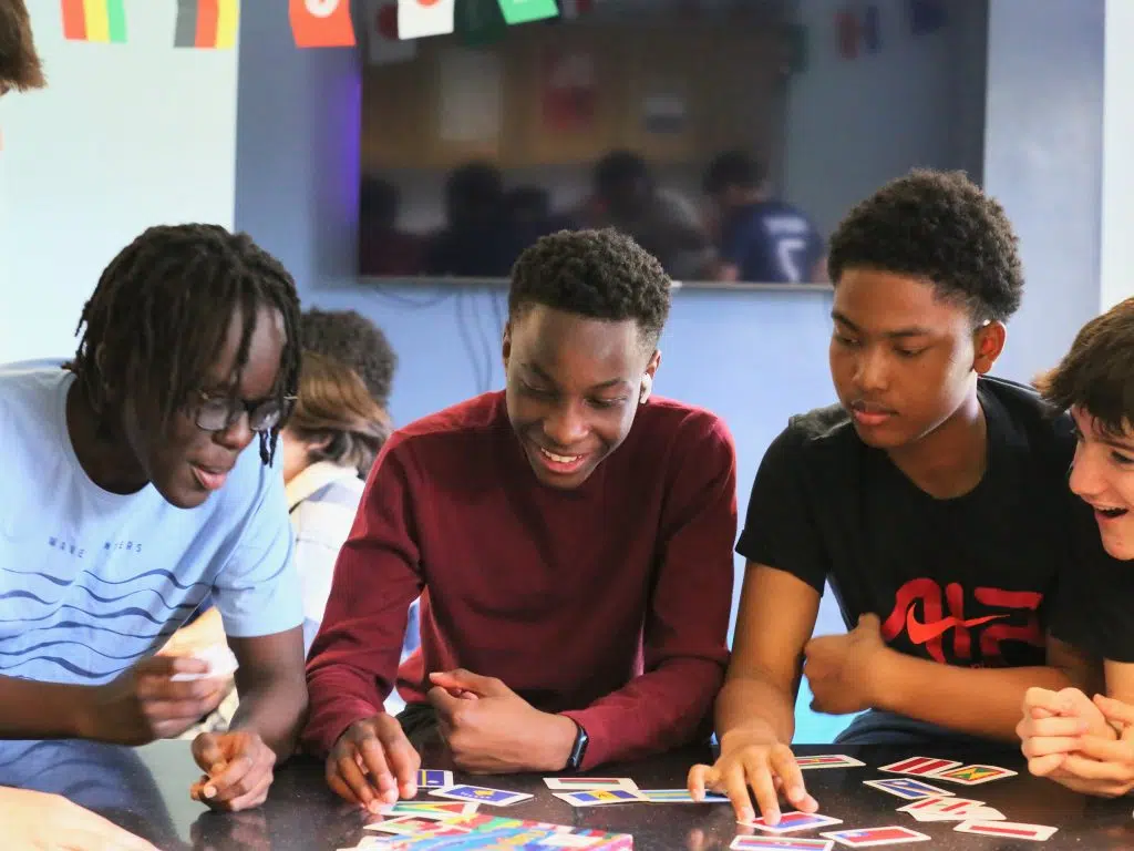 Boarders playing cards