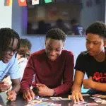 Boarders playing cards
