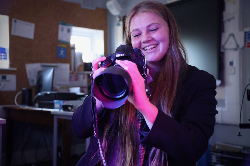 Sixth form student in a Photography lesson