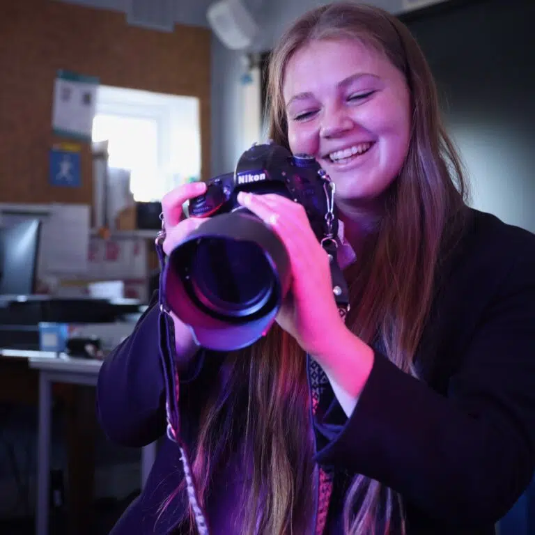 Sixth form student in a Photography lesson