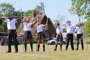 Senior School pupils in an archery lesson