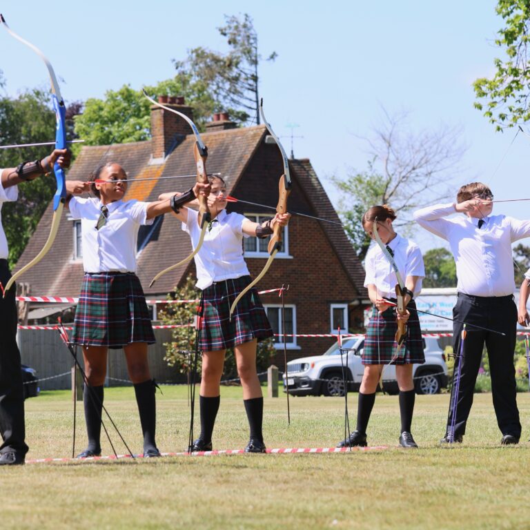 Senior School pupils in an archery lesson