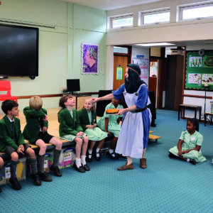 Year 4 pupils enjoying an Anglo Saxon Workshop