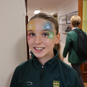 Pupil showing her fireworks face paint