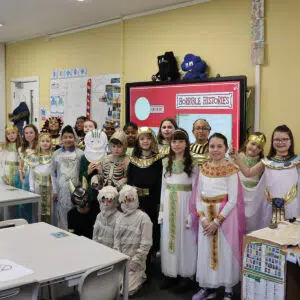 Year 4 pupils dressed as Egyptians