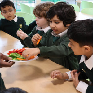 Year 2 pupils trying peppers