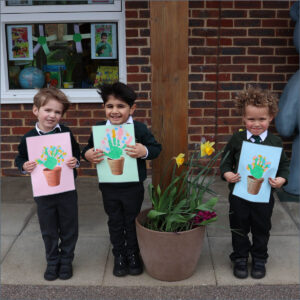 Prep School Pupils With Mothers Day Cards