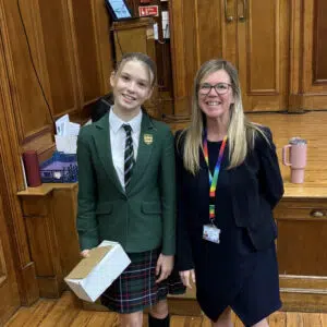 Senior School pupil receiving a prize
